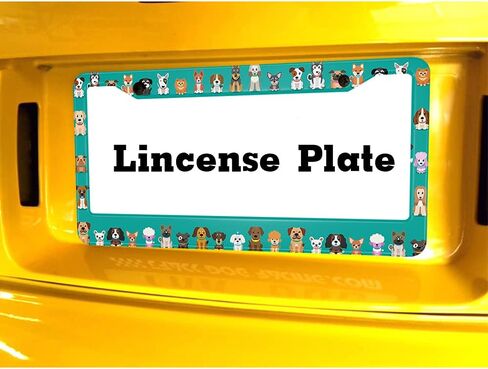 Beabes Cute Dogs License Plate Frame Pet Bulldog Animal Funny Novelty License Plate Frame Puppy Dachshund License Plate Car Tag Holder Metal License Plate Frame for US Vehicles Standard in Kuwait