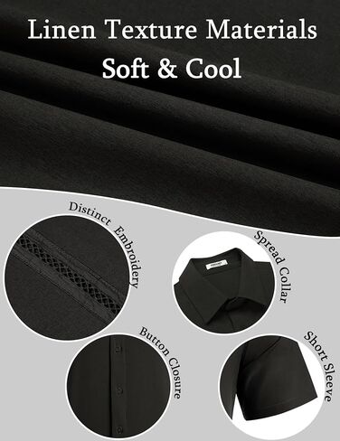 COOFANDY Men's Cuban Guayabera Shirts Casual Short Sleeve Button Down Shirt Summer Beach Vacation Shirt in Saudi Arabia