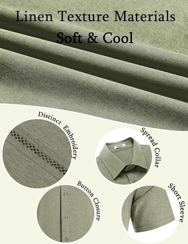COOFANDY Men's Cuban Guayabera Shirts Casual Short Sleeve Button Down Shirt Summer Beach Vacation Shirt in Saudi Arabia