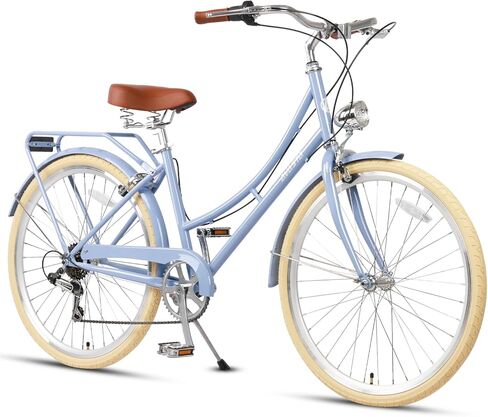 دراجة أفاستا الهجينة مقاس 26 بوصة للنساء، خفيفة الوزن، خطوة من خلال إطار فولاذي عالي العشرة، دراجة مريحة للسيدات، 6 سرعات، لون أسود مع إطارات سوداء in Kuwait