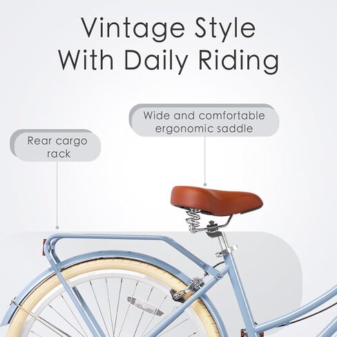 دراجة أفاستا الهجينة مقاس 26 بوصة للنساء، خفيفة الوزن، خطوة من خلال إطار فولاذي عالي العشرة، دراجة مريحة للسيدات، 6 سرعات، لون أسود مع إطارات سوداء in Kuwait