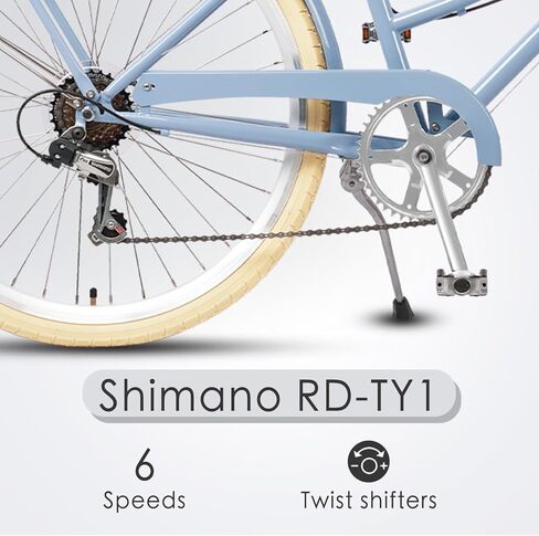 دراجة أفاستا الهجينة مقاس 26 بوصة للنساء، خفيفة الوزن، خطوة من خلال إطار فولاذي عالي العشرة، دراجة مريحة للسيدات، 6 سرعات، لون أسود مع إطارات سوداء in Kuwait