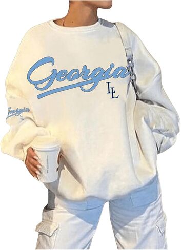 Women's Oversized Crewneck Sweatshirt Long Sleeve Graphic Jersey Pullovers Vintage Fall Tops in Saudi Arabia