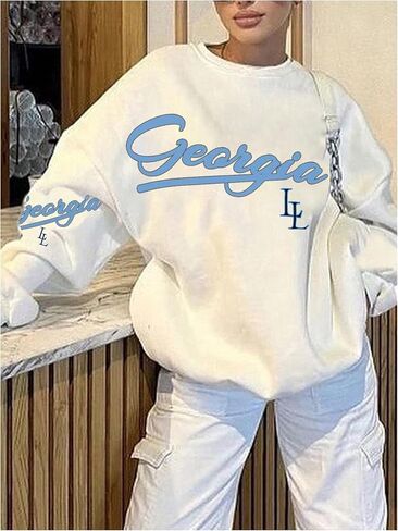 Women's Oversized Crewneck Sweatshirt Long Sleeve Graphic Jersey Pullovers Vintage Fall Tops in Saudi Arabia