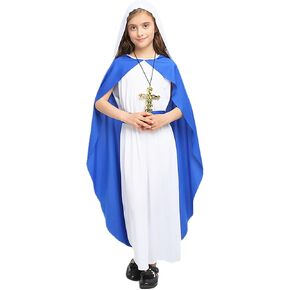 Kids Jesus Saint Costume Virgin Mary Costume Biblical Times Nativity Cape Fancy Dress Halloween Toga Cosplay Costume