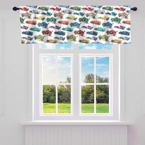 Race Car Valance Curtains for Living Room Bedroom Colorful Race Sports Car Kitchen Curtains Valances Extreme Sports Modern Automobile Curtain Valances for Windows Bathroom 1 Panel 52"x12" Orange Teal
