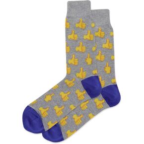 Hot Sox Thumbs Up Socks, Grey Heather, 1 Pair, Men Shoe 6-12.5