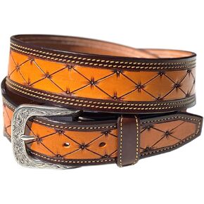 Durango Mens Austin Tooled Tapered Leather Belt