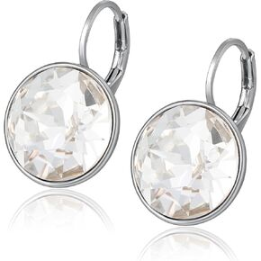 XUPING Round Crystal Leverback Earrings Sparkly Elegant Austrian Crystals 18K Platinum Plated Hypoallergenic Delicate Jewelry Gifts For Women Party