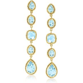 Ross-Simons 12.15 ct. t.w. Sky Blue Topaz Drop Earrings in 18kt Gold Over Sterling