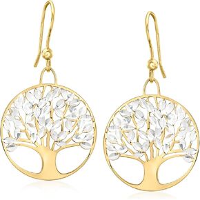Ross-Simons Italian Diamond-Cut and Polished Tree of Life Drop Earrings