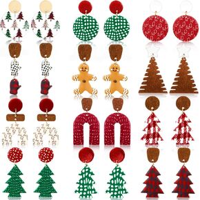 Karenhi 12 Pairs Christmas Earrings for Women Dangle Earrings Holiday Earrings Fun Stud Earrings for Party Favors Bulk