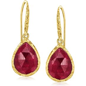 Ross-Simons 9.25 ct. t.w. Bezel-Set Ruby Drop Earrings in 18kt Gold Over Sterling