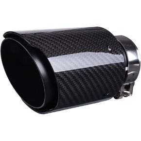 CARMON Real Twill Carbon Fiber Exhaust Pipe Muffler Tips with Black Painted 304 Stainless Steel (inlet ID 2.5",outlet OD 3.5")