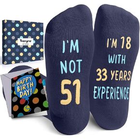 HAPPYPOP Birthday Gifts for Mom Dad - Socks for 55 60 Year Old Female Male, Best Gifts for Woman Man With Greeting Card