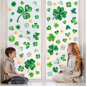 Partywind St Patrick's Day Window Clings, Shamrock Window Clings Stickers for Saint Patrick's Day Decorations Accessories, Shamrock Ornaments for Home Office Glass Decor, Green Day Party Supplies in Kuwait