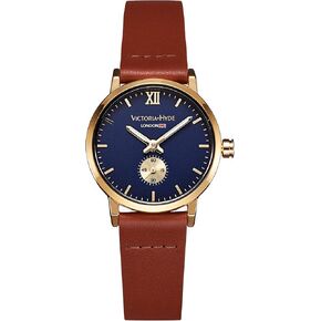 VICTORIA HYDE Retro Women Watches Small Dial Analog Quartz Detachable Genuine Leather Strap Ladies Wristwatch Gifts for Her Brown