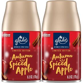 Glade Automatic Spray Refill, Air Freshener for Home and Bathroom, Autumn Spiced Apple, Limited Edition Scent, 6.2 Oz, 2 Count