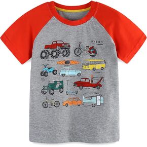 Monster Truck T Shirt for Toddler Boys Kids Short Sleeve Shirts Raglan