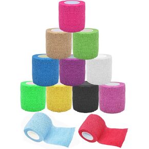 48 Pack 2" x 5 Yards Self Adhesive Bandage Wrap, Elastic Breathable Cohesive Bandage Wrap Athletic Stretch Medical Tape for First Aid Wrist Ankle Sports Vet Wrap (Multi-Color)