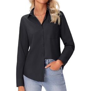 siliteelon Button Down Shirts for Women Wrinkle Free Long Sleeve Shirts Dress Shirts Work Office Blouse Tops with Pocket