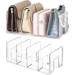 Acrylic File Holder 4 Sections, File Organizer for Desk, Clear Desk File Organizer for Book, Envelopes, Mail, Document, Notebook, Binder, Purse, Clutch Divider 4 Pack