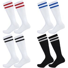 Jspupifip 4 Pairs Kids Soccer Socks Childrens Football Socks Unisex Anti-Slip Soccer Socks Long Breathable Sock for Boys Girl Junior Running,Training,Rugby,Hockey(Aged 5-13)