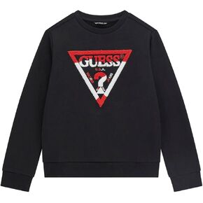 GUESS Boys' Crewneck Sweatshirt with Flocked Triangle Logo