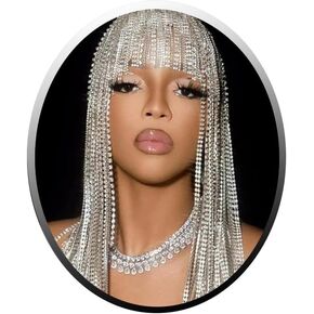 STONEFANS Long Rhinestone Headpiece Cap 1920s Tassel Crystal Flapper Head Chain Gatsby Belly Dance Hair Accessories for Women (silver)