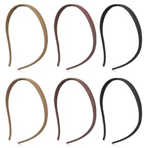 6Pcs Plastic HairBand Designed for Eyewear No Pressure No Headache Comfortable Headbands for Women Fashion Thin Headbands Non Slip (Black, Tortoise,coffee)