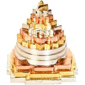 Sri Shree Meru Yantra Yantram for Manifesting Abundance, Vaastu Dosh, Chakra Balancing (2" Ashtadhatu 3 Tone Polish)