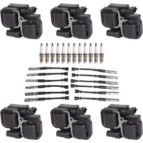 ENA Set of 6 Ignition Coil with 12 Iridium Spark Plug and Wire Set Compatible with Mercedes-Benz Crossfire C240 C280 C320 CLK320 E320 ML320 ML350 SLK320 Replacement for 0001587303 UF359