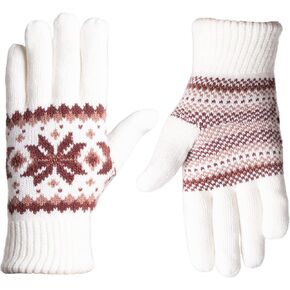 Manzella Womens Crystal Knit Glove With Jaquard Pattern and Ultra Soft Plush Lining