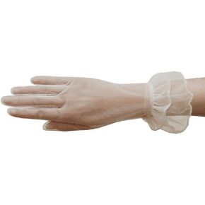 Truffle Ruffle Sheer Wrist Length Gloves (Ivory)