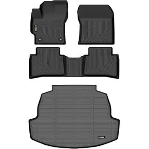 All Weather Car Floor Mats & Cargo Liner for Corolla Sedan 2020-2024 2025 (Include Hybrid) Custom Fit Full Set Accessories - Black (Not for Cross or Hatchback Model)