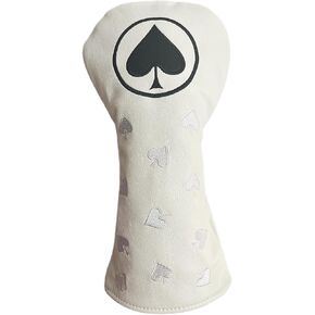 Golf Club Head Covers - 1pc or Set Premium PU Leather Covers with Spades Embroidery for Driver, Fairway Wood, and Hybrid Clubs Headcover (3pcs golf headcovers for 1 3 H)