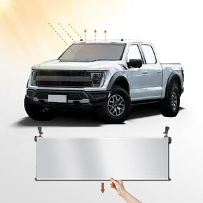 Retractable Windshield Sunshade for Car Compatible for F150,New Permanent Automotive Scaling Front Windshield Sun Shades for Car Long Term Use Roll Up Down with Button, No More Storing，Moving