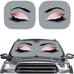 JEOCODY Car Front Window Sun Blocker Sun Visor Shield, Funny Dogs Driving Pattern Auto Sunshade Windshield Foldable Sun Shade for Men Women Girls Car SUV Truck 2 Pieces