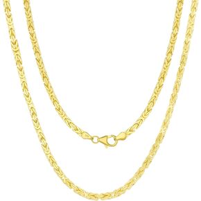 Nuragold 10K Yellow Gold 3mm Byzantine Link Chain Italian Pendant Necklace, Mens Women Jewelry Lobster Clasp 18" 20" 22" 24"