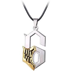 Marsrut Anime Jewelry Necklace Face Pendant Cosplay NO.6 Espada Grimmjow Alloy Metal for Men Accessories with Leather Chains