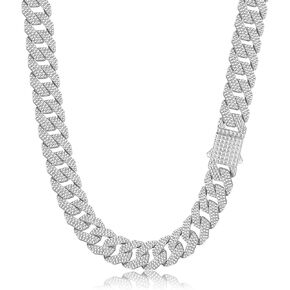 EDINGM Cuban Link Chain for Men, Silver/Gold Diamond Miami Cuban Necklace for Women, 15mm Iced Out Hip Hop Jewelry