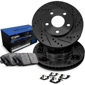 R1 Concepts Rear Brakes and Rotors Kit |Rear Brake Pads| Brake Rotors and Pads| Semi Metallic Brake Pads and Rotors |Hardware Kit |fits 2006-2018 Toyota RAV4, 2010-2012 Lexus HS250h