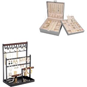 ProCase Jewelry Box for Women Girls Girlfriend Wife Bundle with 6 Tier Jewelry Stand Necklace Holder with 15 Hooks