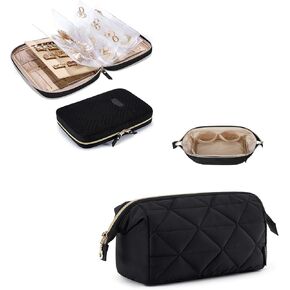 BAGSMART Jewelry Travel Organizer Case + Makeup Bag Travel Cosmetic Bag