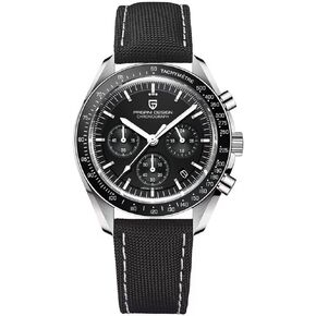HaiQin Pagani Design 1701 Men's Chronograph Watch White Dial Japanese VK63 Quartz Movement Stainless Steel Strap 100m Waterproof Sports Wristwatch Date