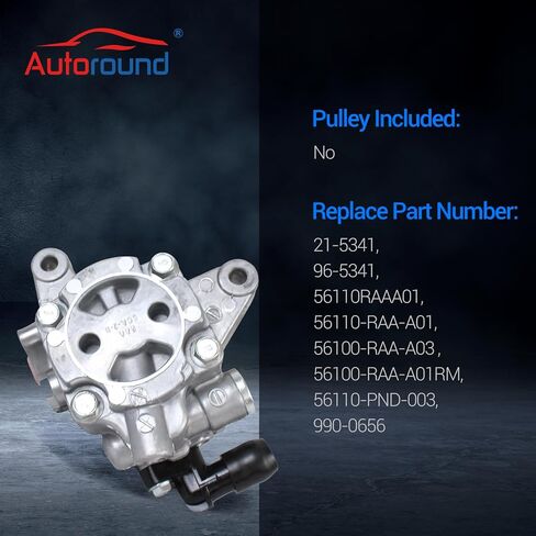 Autoround 21-5341 Power Steering Pump Compatible with Honda Accord DX EX LX SE 2.4L L4 2003-2005, 96-5341,990-0656 in Saudi Arabia