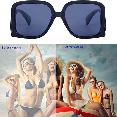 Women's Fashion Personalised Large Frame Sunglasses Cool Logo Square Sunglasses Travel Holiday Accessories in Saudi Arabia