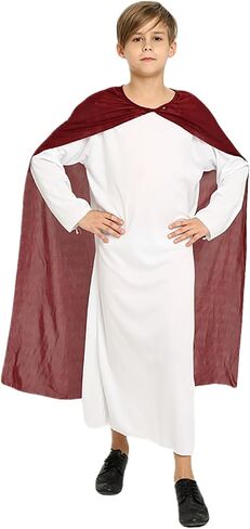 Kids Jesus Saint Costume Virgin Mary Costume Biblical Times Nativity Cape Fancy Dress Halloween Toga Cosplay Costume in Saudi Arabia