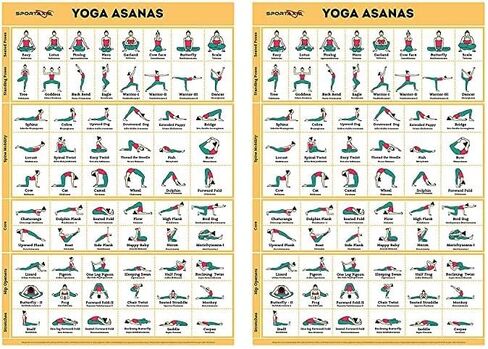 ملصق SPORTAXIS Yoga Poses - 64 وضعيات يوجا لتمرين الجسم بالكامل - ملصق مغلف للتمرين المنزلي مع رسوم توضيحية ملونة - أسماء باللغة الإنجليزية والسنسكريتية in Saudi Arabia