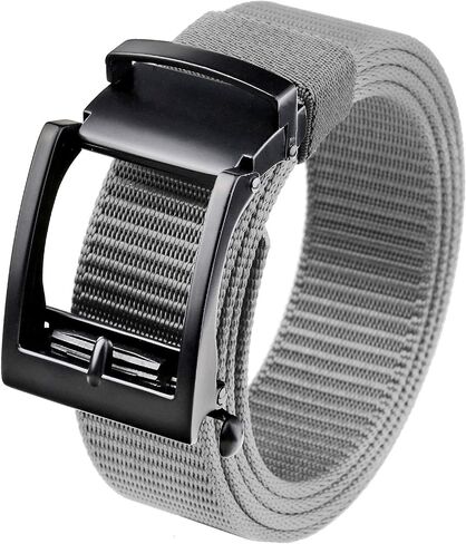 Sportmusies Adjustable Nylon Web Belts for Men Ratchet Belt with Automatic Slide Buckle in Kuwait